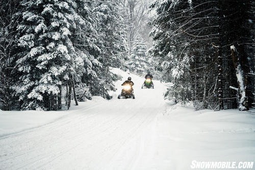 Freshly Groomed Snowmobile Trail