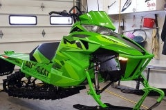 Probably our most controversial mountain snowmobile to date.  It is heavy, yes, but is airy feel through the bars make the lime green Limited a liar as to its heft. But when stuck, a rider will know its weight.