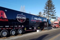 Judnick and Polaris racing has a state-of-the-art support trailer. Note its many sponsors.