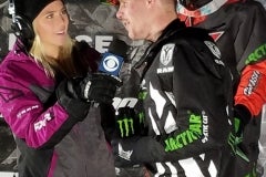 After his 22 lap come-from-behind win -- from ninth to first -- Tucker Hibbert explains to the CBS sportscaster, how he pulled the win off. Conditioning and fast lines.