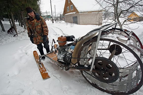 Russian Retiree Builds Snowmobile bbw hq picture Russian Retiree Builds Snowmobile