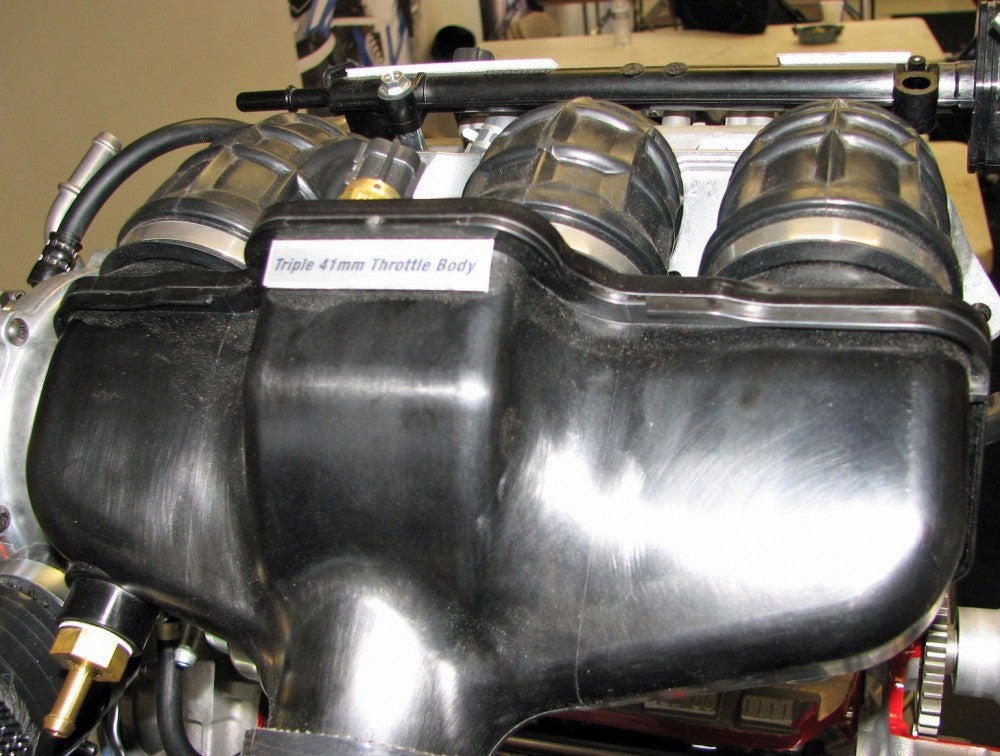 In order to get quicker response and smoother power, Yamaha opted to turbocharge via three 41mm throttle bodies.