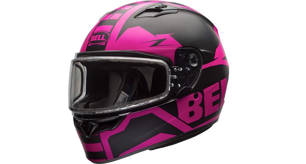 Bell Qualifier Matte Pink/Black Snowmobile Helmet with Dual Shield