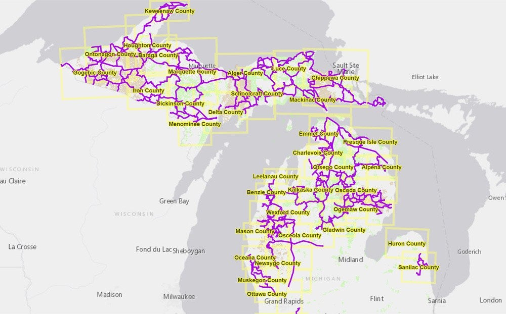Michigan Snowmobile Trail Map