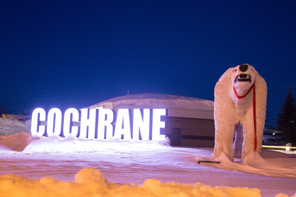 Cochrane makes a great stopover on a snowmobile trip to Ontario.