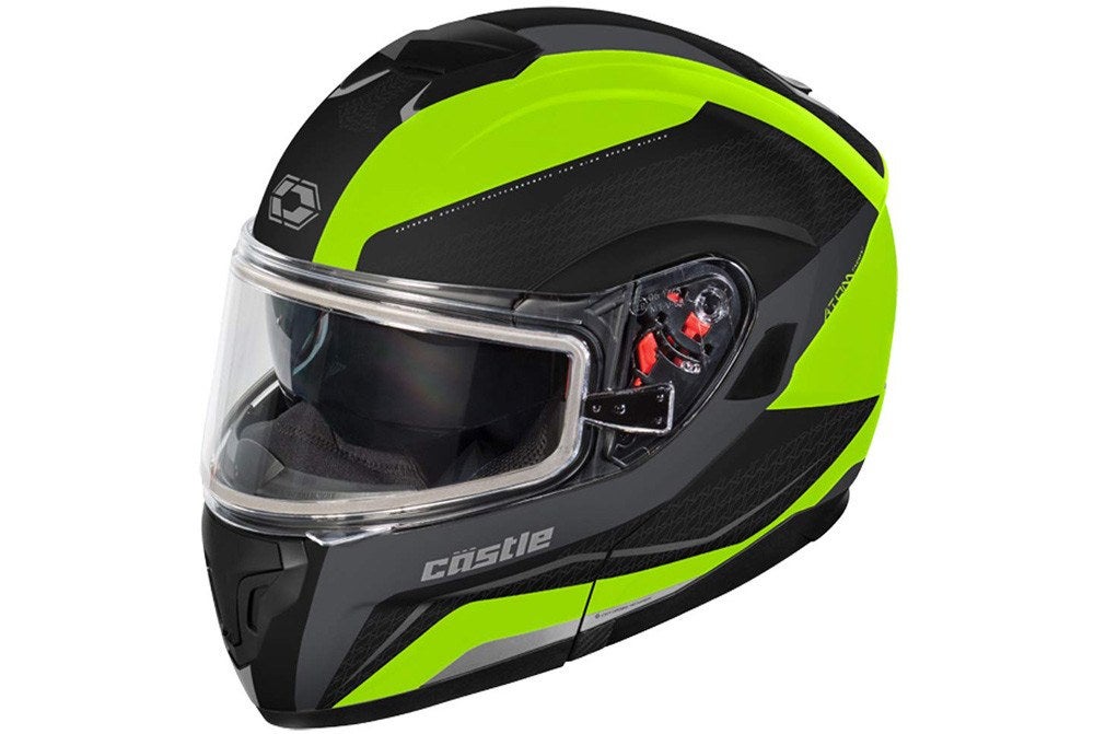 Castle X Atom SV Tarmac Modular Snowmobile Helmet (XLG, Matte Hi-Vis)