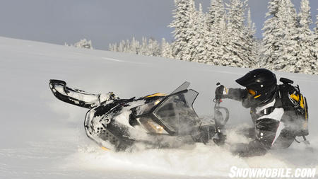 Ample power and a 163-inch track make for powder getaways.