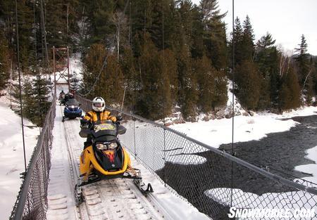 The suspended bridge over the Ouareau River in Notre-Dame-de-la-Merci.