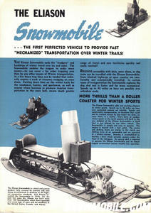 An original 1940 Eliason Motor Toboggan Brochure (Image courtesy of www.eliason-snowmobile.com).
