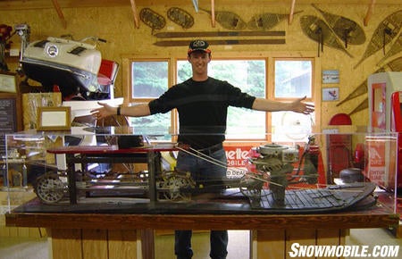 Author Stephen Burdick with the 1924 Eliason prototype.