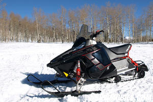 The side profile is typical Polaris until you view the monoshock unit at the rear.