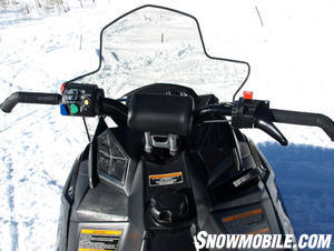 Rush’s rider-eye view is mindful of over-the-bars view you have on Ski-Doo’s REV XP.
