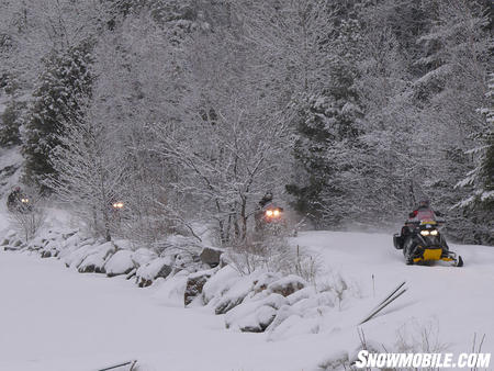 Old rail beds make very scenic snowmobile trails in Ontario.