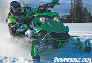 Race-quick steering gives the Sno Pro 500 an edge in the turns.