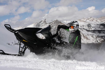 The Mountains near Grand Lake Colorado became a beautiful backdrop for our snowmobile evaluation.  The engineers at Arctic Cat made improvements to the 800 motor, increasing its horsepower by 10 percent.