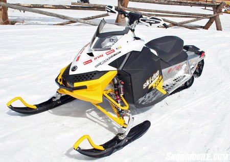 After a one year absence, the MX Z X-RS 600 returns to the Ski-Doo lineup as its top gun in the terrain wars. It is equipped with racing style brake, competition-type seat, and KYB-Pro 40 shocks for exceptional performance in extreme big bump riding.