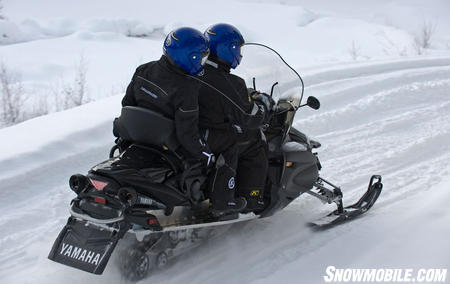 Passenger enjoys king-queen seating and heated handgrips.