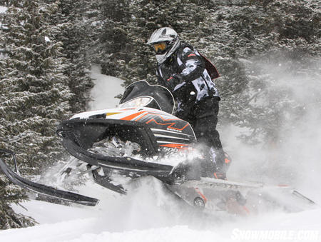 A powerhouse in the mountains, Arctic Cat's M1000 has the highest available horsepower of any mountain sled on the market.