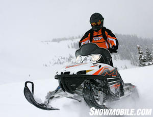 Arctic Cat’s M1000 is a great boondocking, sidehilling or hilclimbing, deep snow machine.