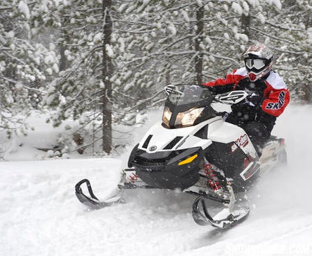 A good all-around track option, the RipSaw track with one-inch lug height is standard fare on many stock models like this 2010 Ski-Doo TNT.