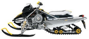 Note the position of the secondary drive almost directly above the primary drive. That’s how Ski-Doo gained seating area.