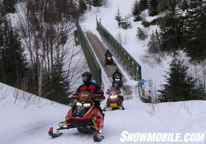 Snowmobile bridges cross most major rivers.