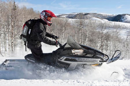 The “snow check” early season 800 Pro RMK is available in silver.