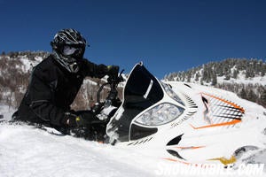 Bret Rasmussen, a backcountry riding expert, cuts it loose on the Arctic Cat M8.