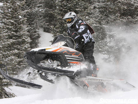 The Arctic Cat M1000 had plenty of ponies under the hood to set the fastest times up the hillcross course.