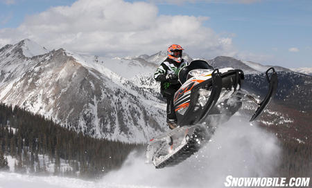 Even with a 163 in track the M8 can get plenty of air. The Arctic Cat M8 encourages a rider to gain more confidence in their abilities.