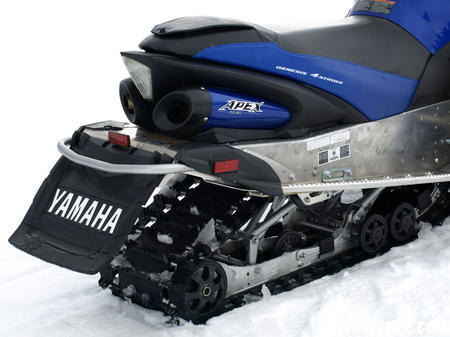 Yamaha’s MonoShock II suspension fits a 128-inch RipSaw track with 1.25 lug profile.