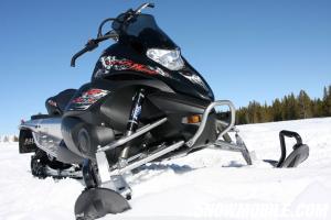 The Yamaha Nytro Comes with great powder skis, and lightweight Fox Float shocks.