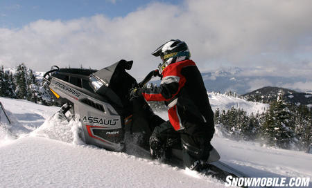 The stiff durometer competition track is ideal for hillclimb and hard pack snow conditions, but is probably not the best in the light fluffy stuff.