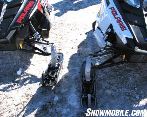 The base Rush model (left) uses Fox shocks while the Pro-R version has adjustable Walker Evans shocks on the Pro-Ride front end.