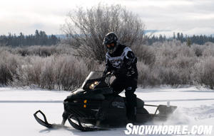 The power of Rotax’ 600cc E-TEC twin pulls the Tundra Xtreme through backcountry snows.