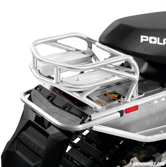 Polaris offers a series of add-ons for its Indy series, including a custom-fitted aluminum rear rack.