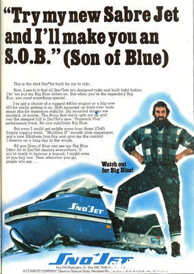 The fictional ‘Big Blue’ character became a SnoJet icon during the years Conroy owned the brand.