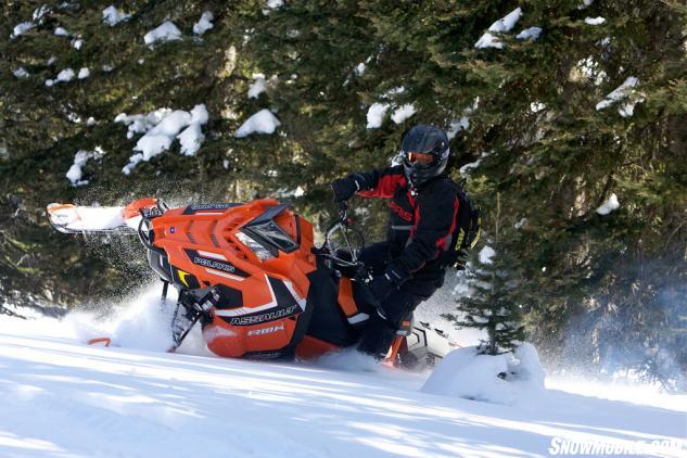 Polaris’ Lyle Dahlgren demonstrates that all of his essential gear can fit into his airbag and still be light enough to let him rip in the backcountry.