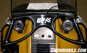 The unique ‘butterfly’ steering was a signature feature of the Grand Prix snowmobile.