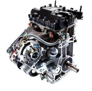 Adding an intercooled turbo pulls 140-hp out of this Weber-built 750cc four-stroke twin.