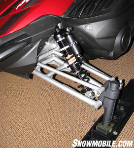 There is up to 9-inches of travel from Yamaha’s double wishbone suspension with clicker shocks.