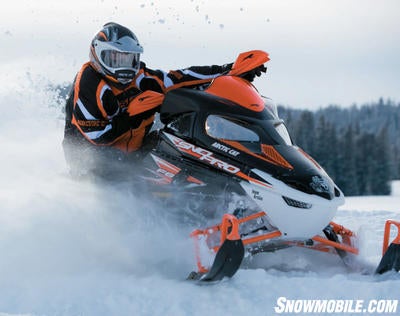 The sporty F6 Sno Pro stands out in orange or green.