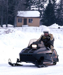 By the '80s independent front shocks appeared with quieter, more powerful engines as seen on this Polaris Indy.