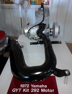 Yamaha’s 292cc single scored wins in Thunder Jet chassis and was available with a “performance” kit that included the tuned exhaust. 1972 Yamaha Snowmobile Engine