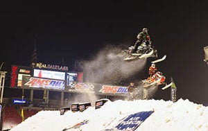 Tucker Hibbert flies high on his way to victory. Tucker Hibbert
