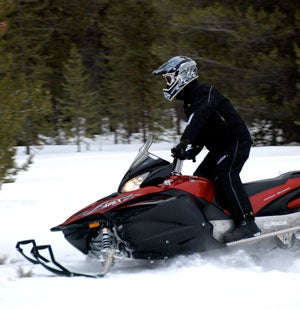 Yamaha’s Apex has ample power and electric power steering as assets when riding in rough terrain. Snowmobile First Ride