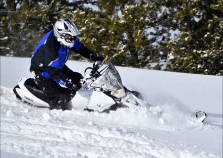 2013 Yamaha Phazer MTX nosing into powder downhill