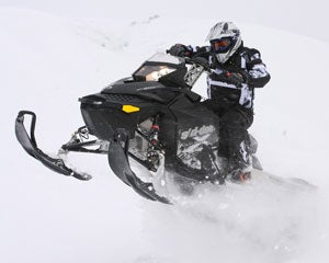 Test rider Kevin Allred is pleased with the raw horsepower of the Ski-Doo Summit X even at very high altitudes.