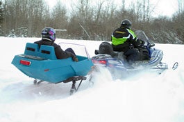 Boggans offers a variety of shock-equipped tow-along sleighs. (Image courtesy of Boggans)