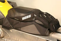 Modern snowmobilers can add storage and maximize their ride with BOSS specialty seats. (Image courtesy of BOSS Seats.)